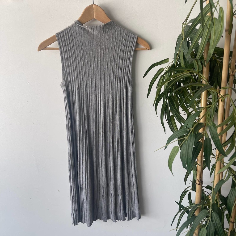 Unif Dress Womens XS Grey Pleated Crinkled Boho Grunge Sleaze Fairy Flowy Knit